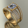 3.03ct Emerald Cut Joined Gold Trio Bridal Set - 03US85